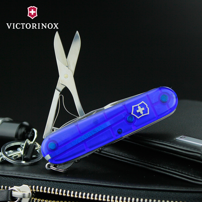 Victorinox维氏瑞士军刀 原装进口91MM 蓝透明猎人 1.3713.T2 不锈钢多功能刀瑞士刀专柜正版