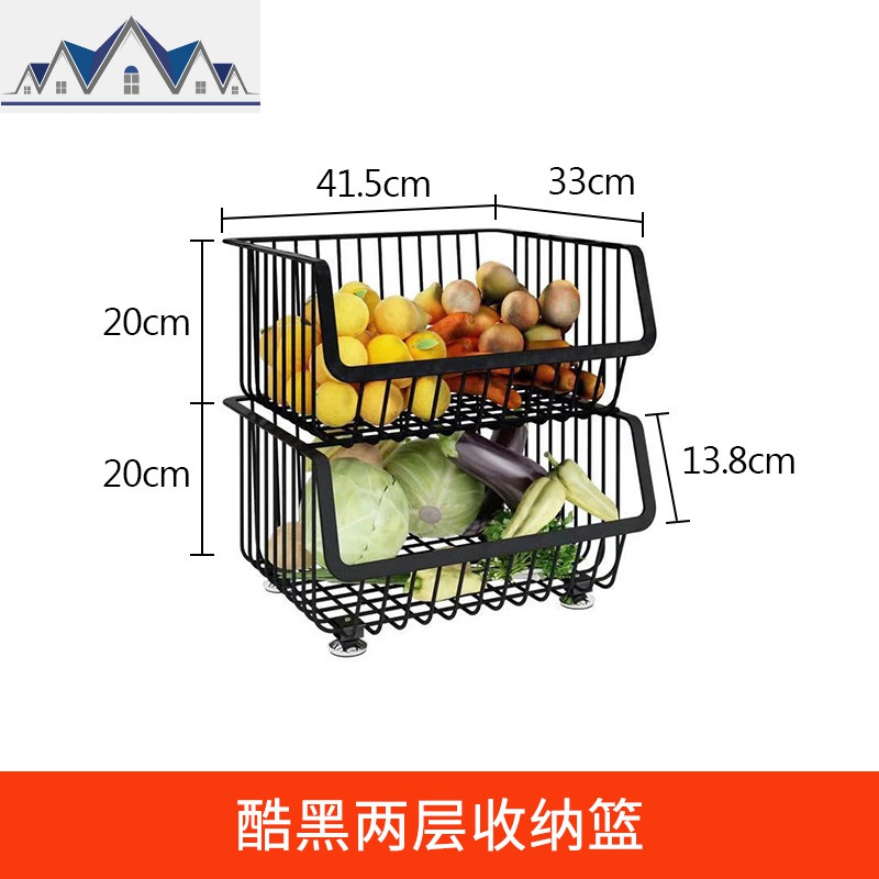 厨房置物架落地多层水果蔬菜收纳筐家用瓜果放蔬菜的菜篮子带轮子 三维工匠高清大图