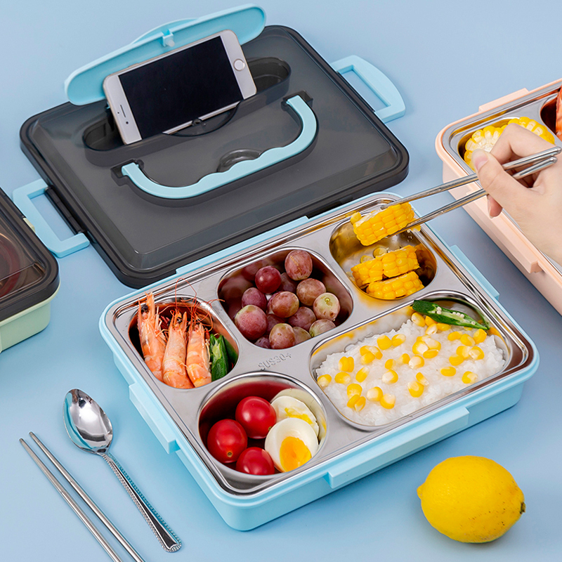 思钢手提分格餐盒五格36只起购视频