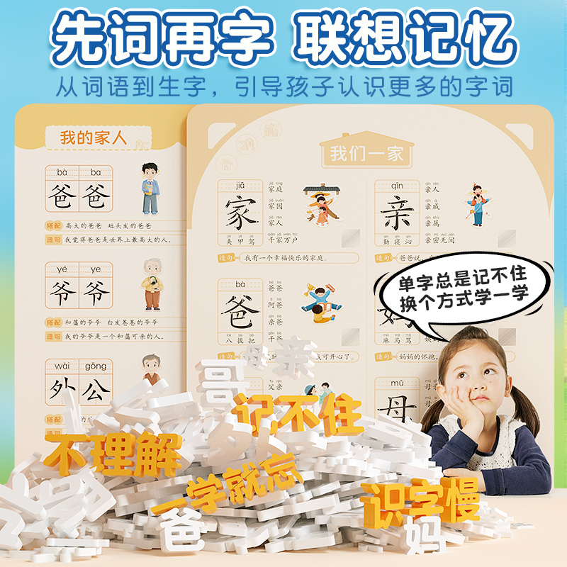 [3本]学前识1000词+1500字+拼音拼读 [正版]学前识1000词识字书幼儿园认字有图有声启蒙早教书籍学前班识字卡高清大图