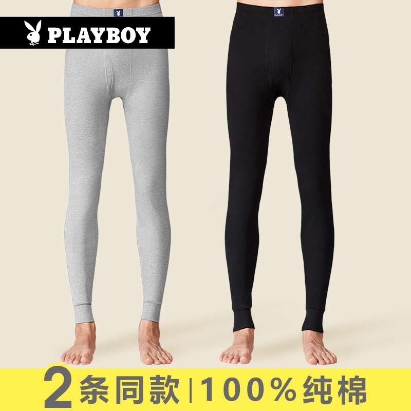 花花公子卫生裤男士薄款纯棉春秋打底宽松潮流保暖内搭裤全棉线裤花薄高清大图