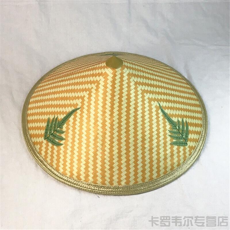 竹编斗笠帽农民竹帽子男女遮阳帽防雨钓鱼帽舞台表演道具成人斗笠 黄色 三叶 M(56-58cm)