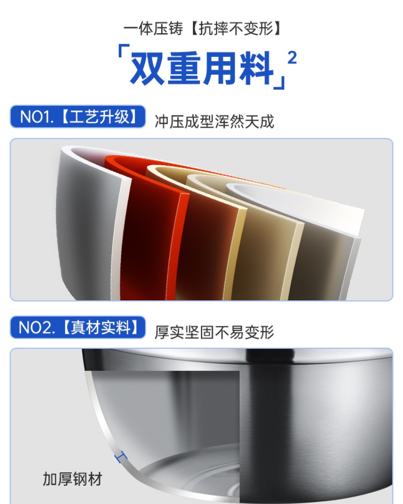 双枪DP31114家用厨房加厚打蛋洗菜沥水篮漏盆汤盆铁盆304不锈钢实盆20cm单位:个高清大图