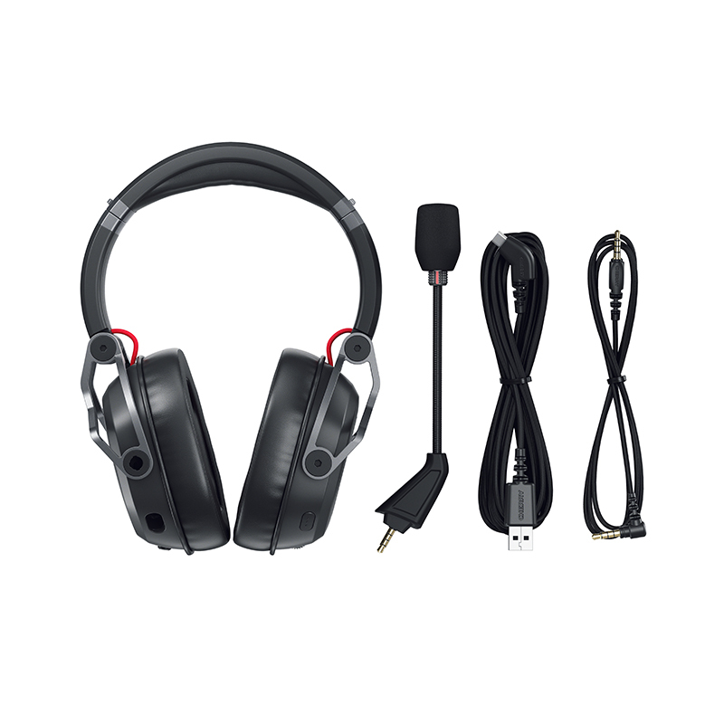 樱桃(Cherry)HC8.2 游戏耳机 7.1环绕音效 头戴式 HD耳麦 电竞耳机 FPS耳机 LOGO灯效 黑色