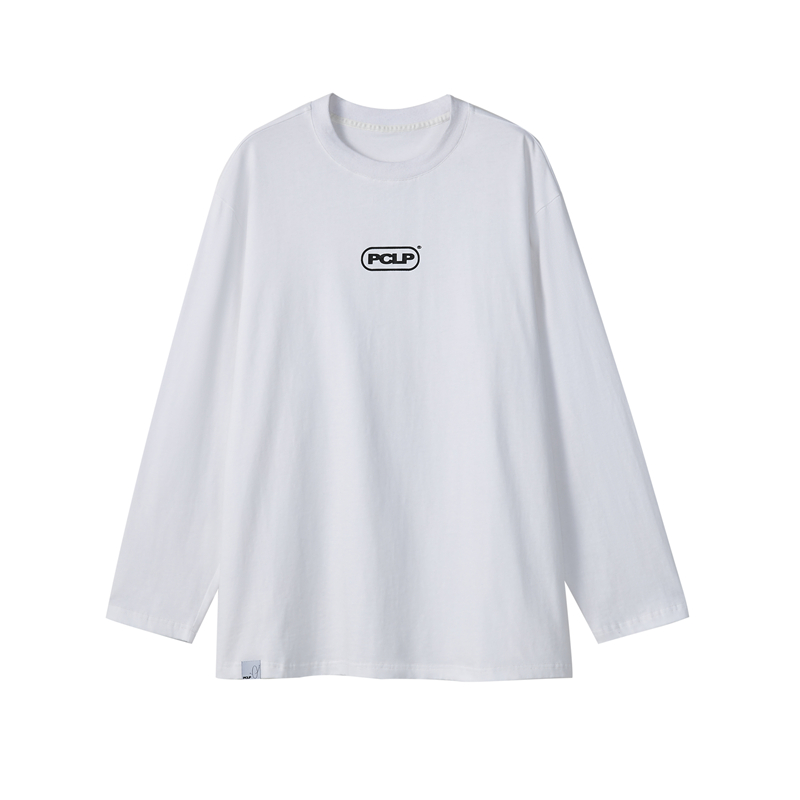 suntekpclp(perclips)白色棉长袖t恤国潮牌情侣白t内搭打底衫男上衣服