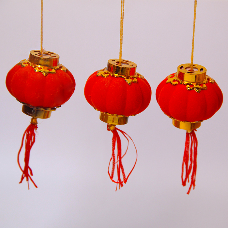 植绒小灯笼挂饰盆景室内户外挂件新年喜庆结婚场景布置装饰用品 3