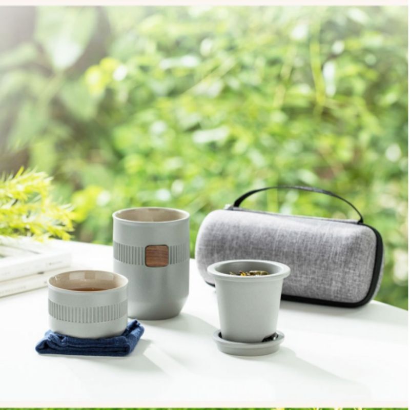 陆宝 合意乐享杯茶具 商务出差户外出行款一壶一杯泡茶杯隔热杯子便携包旅行茶具可定制HYLXB001禅风黑(主杯(壶)×1高清大图