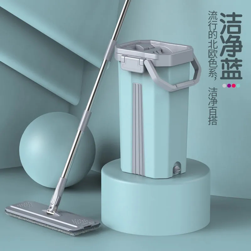 刮刮乐懒人拖把免手洗拖地家用旋转干湿分离手动平板拖布桶高清大图