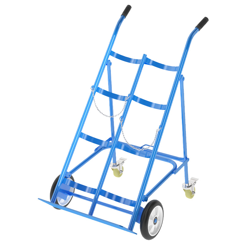 臻远ZY-C08多功能氧气瓶手推车气瓶带支架车 8寸双瓶推车