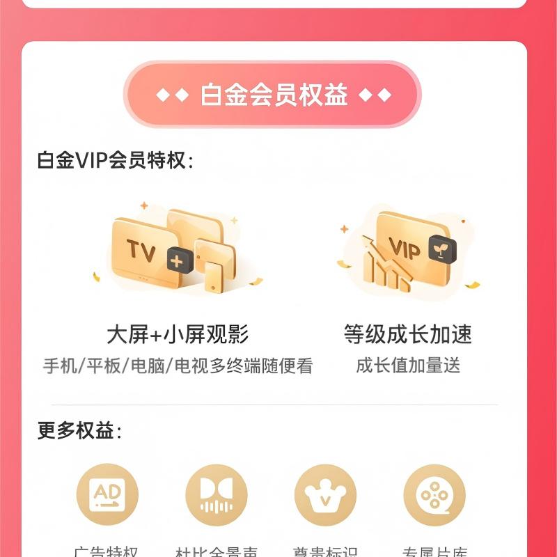 爱奇艺白金会员 半年卡(直充)高清大图