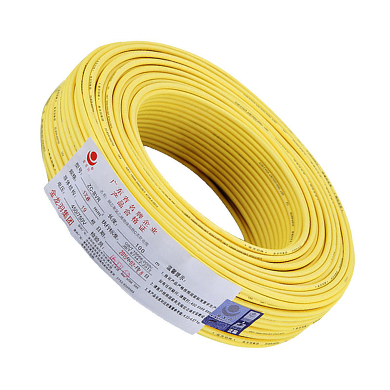 金龙羽zcbvr6平方单芯多股软线阻燃100米黄色火线