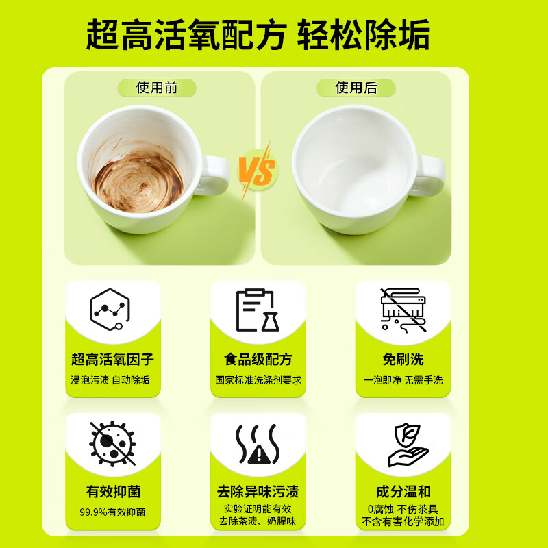 小仓熊茶垢水杯清洁泡腾片10颗茶具保温杯除咖啡渍免刷洗清洗剂高清大图