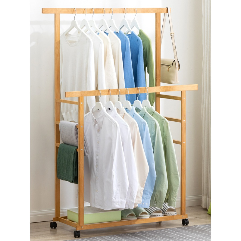 衣帽架落地挂衣架子晾折叠室内简易卧室家用非实木衣服置物