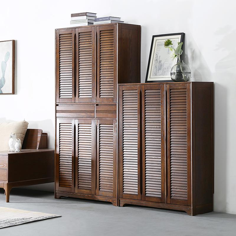 森美人高鞋柜家用口实木大容量玄关柜阳台储物柜加高立式多层厅高柜高清大图