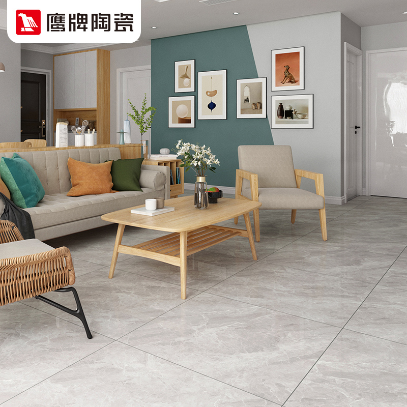 鹰牌 地板砖800x800 全抛釉客厅欧式轻奢瓷砖 灰色全瓷地砖 卡尚灰