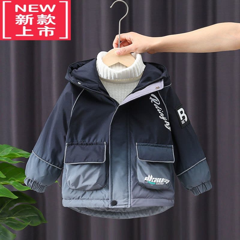 可莉允男童外套秋冬装派克服2022新款儿童加绒加厚洋气棉服宝宝初冬棉衣图片