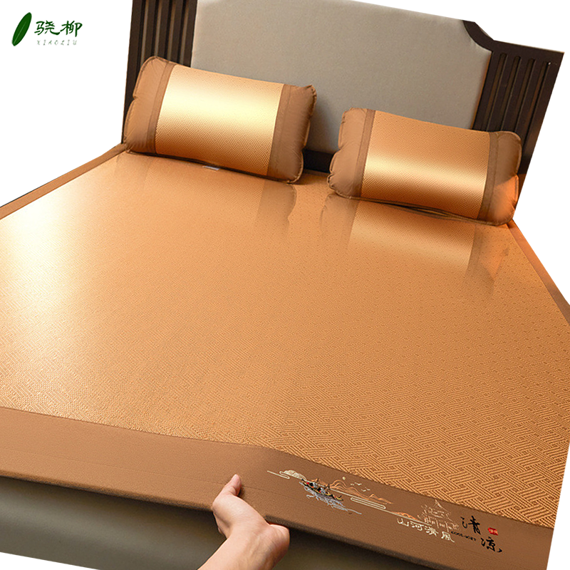 清风古典三明治藤凉席三件套 1.8*2米床/套高清大图