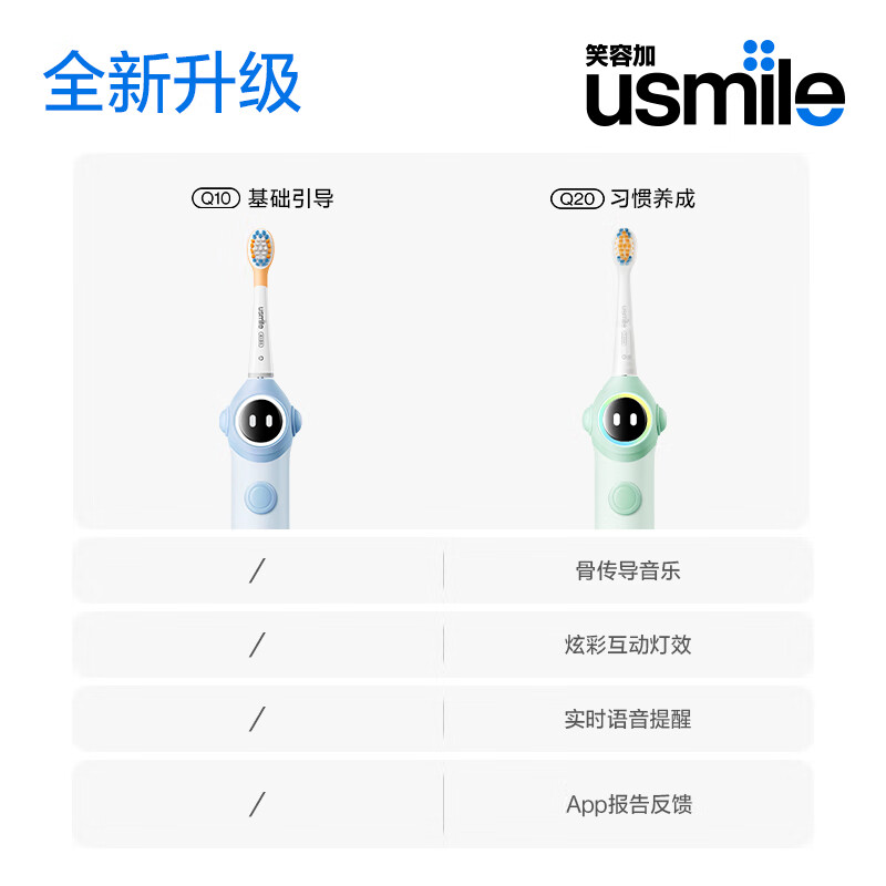 usmile Q20 儿童数字电动牙刷 缤纷绿高清大图