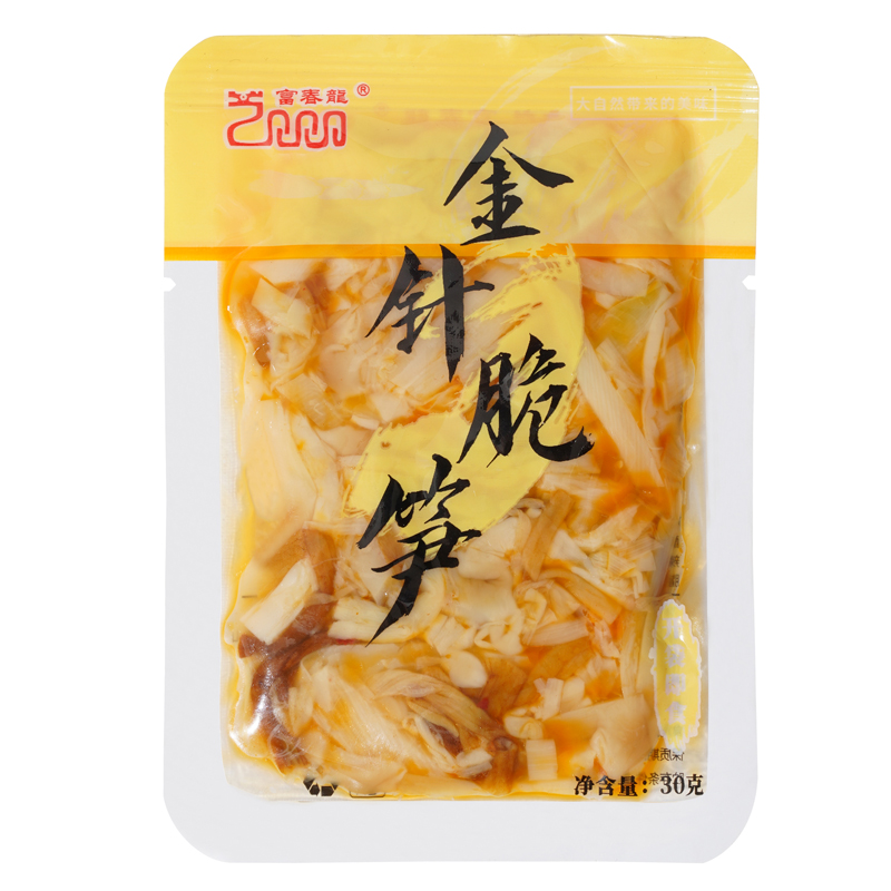 富春龙即食金针菇脆笋30g*10袋装 香辣味 鲜嫩多汁脆爽可口高清大图