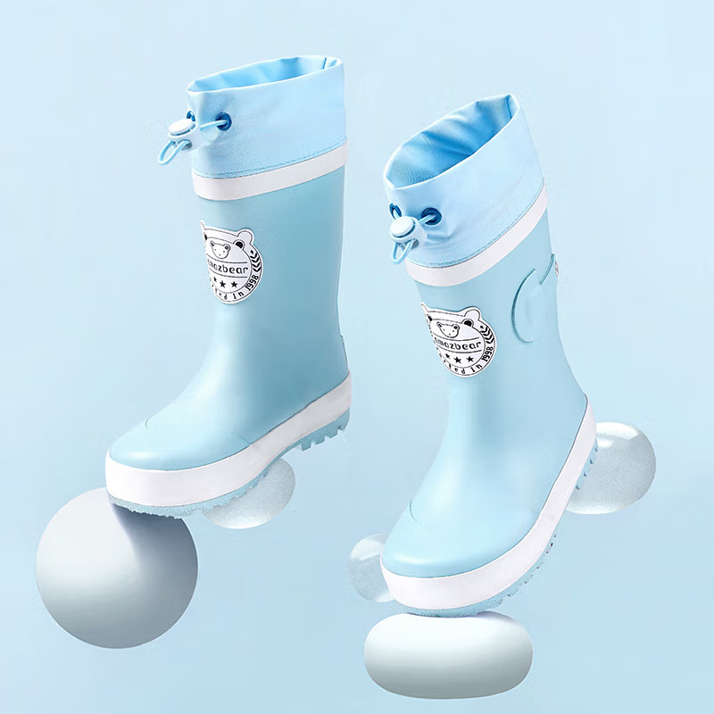甜甜仔学院风橡胶雨鞋儿童雨鞋男童女童防滑水鞋宝宝雨靴女款学生雨靴男孩胶鞋 静谧蓝【防水松紧口】 29码/内长19.2cm