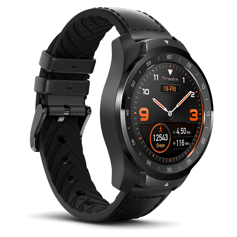 Ticwatch Pro智能手表 幻影黑 续航30天 运动记录 心率监测 NFC支付 创新双层屏 安卓苹果ios WF12096