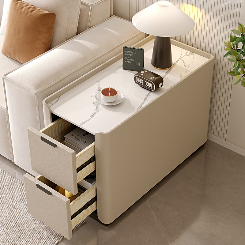 青木川 简约现代实木沙发边柜侧边柜轻奢岩板边几客厅家用角几简约现代茶水柜收纳储物柜夹缝柜超窄小茶桌角几高清大图