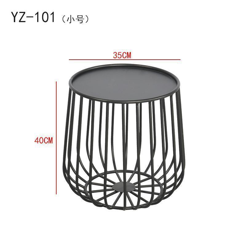 森美人简约创意圆形茶几现代组合小户型沙发边几客厅瓜花几置物架 YZ-101茶几（小号黑色）整装