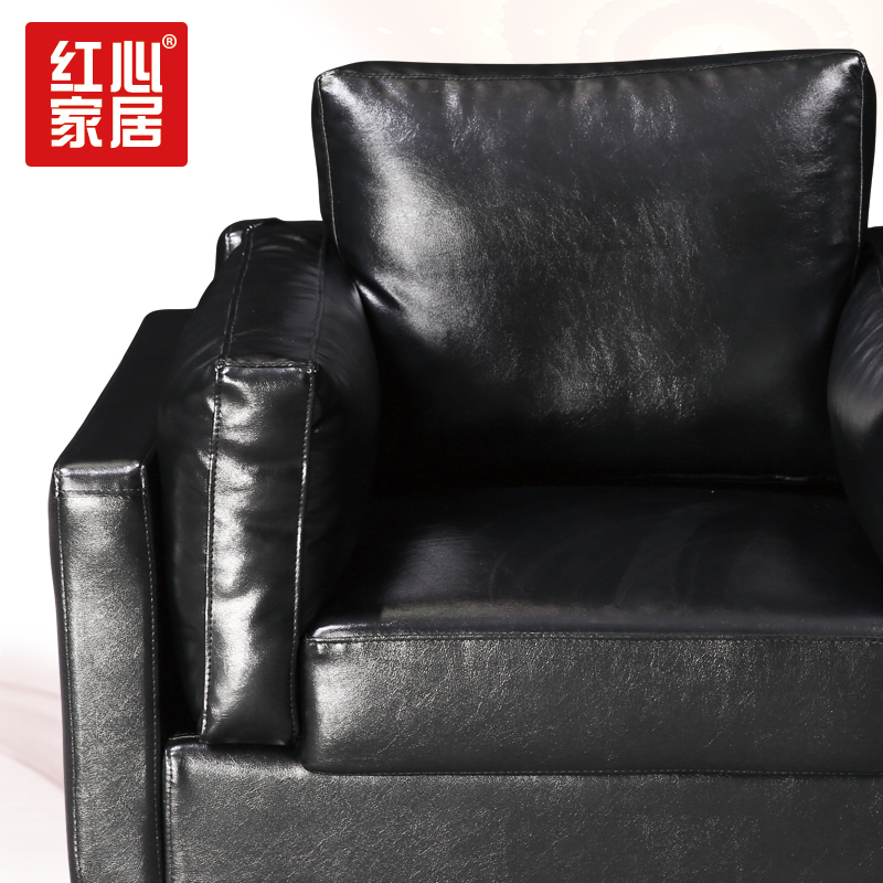 [红心家居]轻奢真皮沙发现代简约单人位沙发皮艺沙发