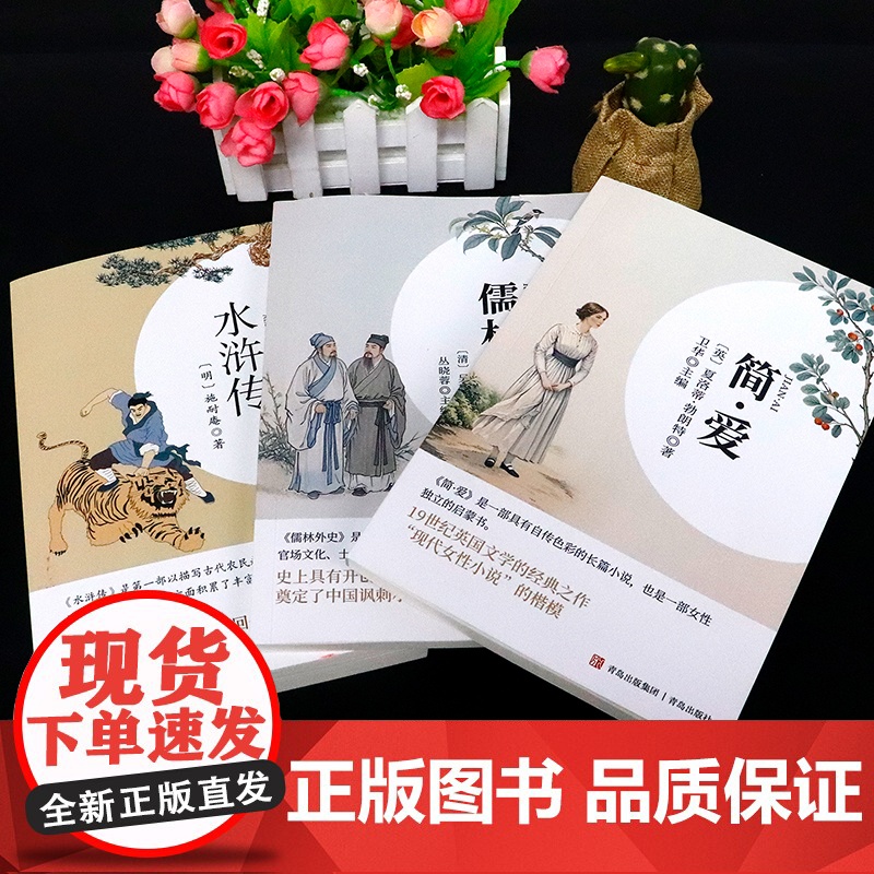 简爱和儒林外史九年级必读正版名著吴敬梓原著完整版初三上册下册的课外书初中课外阅读书籍9上下人教版语文书目水浒传白话文外传高清大图