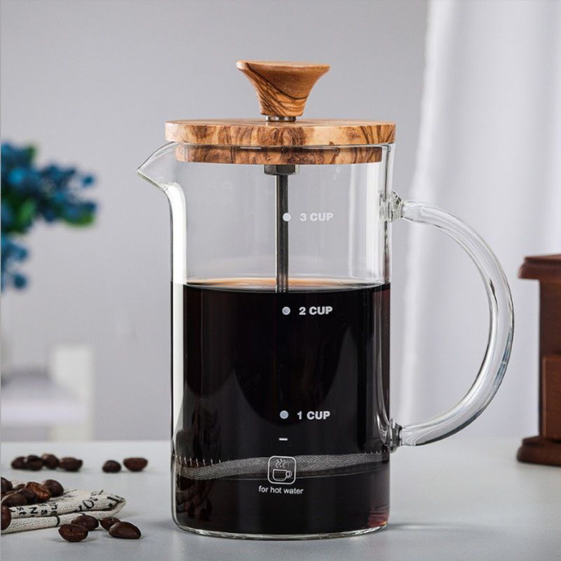 红木盖法压壶 400ml 咖啡法压壶家用法式冲茶器煮打奶泡咖啡壶摁压过滤式泡茶壶咖啡杯