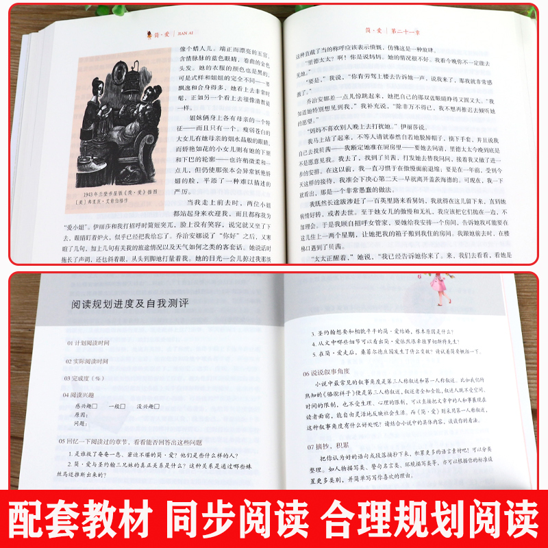 [配套人教版]简爱和儒林外史 [正版]人教版 简爱书籍原著人民教育出版社九年级下册必读课外书 初三9下文学名著初中课外阅高清大图