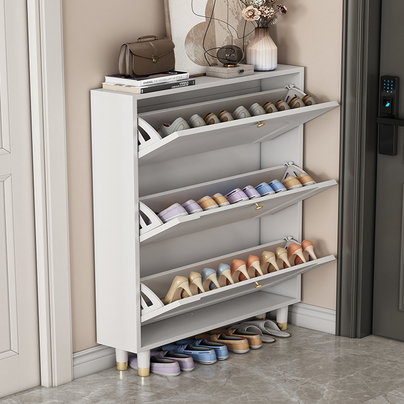 古达奶油风翻斗鞋柜家用门口鞋架入户玄关柜一体简易鞋架