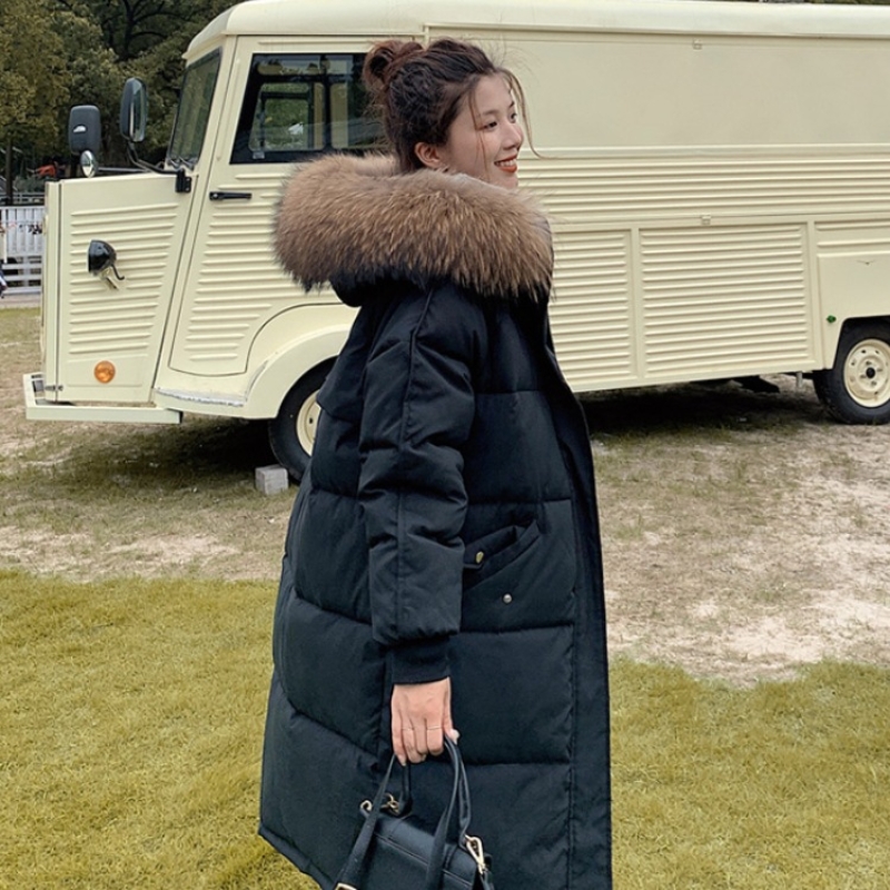 2025年新款冬季羽绒棉服女中长款棉衣宽松棉袄韩版大码面包服外套 豆绿色（毛领可拆卸） S