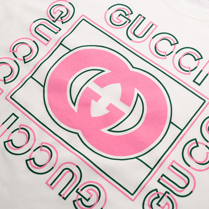 gucci古驰 女士棉质标志印花超大造型圆领短袖t恤 717422 xjewg