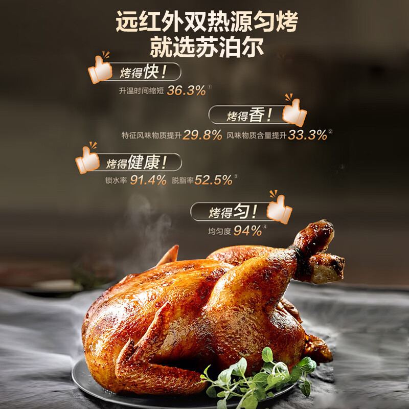 苏泊尔(SUPOR)空气炸锅不用翻面 家用多功能 远红外加热 可视5L大容量 炸烤箱一体空炸 KD50Y886 触控款