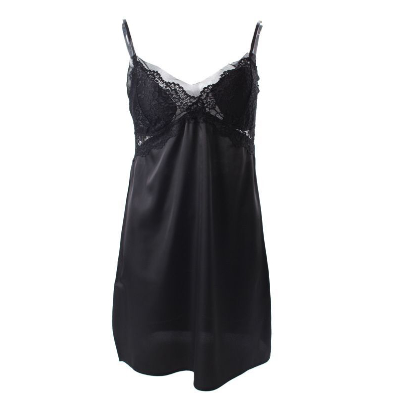 玳恩吊带睡裙女真丝性感薄款冰丝黑色带胸垫睡衣丝绸高档家居服夏春季