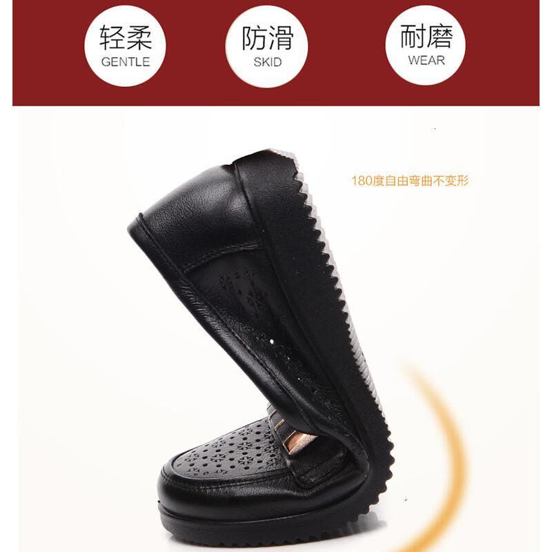 旺奈(WANGNAI)夏季真皮软底妈妈凉鞋洞洞镂空女皮鞋平底大码女鞋中老年女鞋软底奶奶老人皮凉鞋平跟牛皮舒适图片