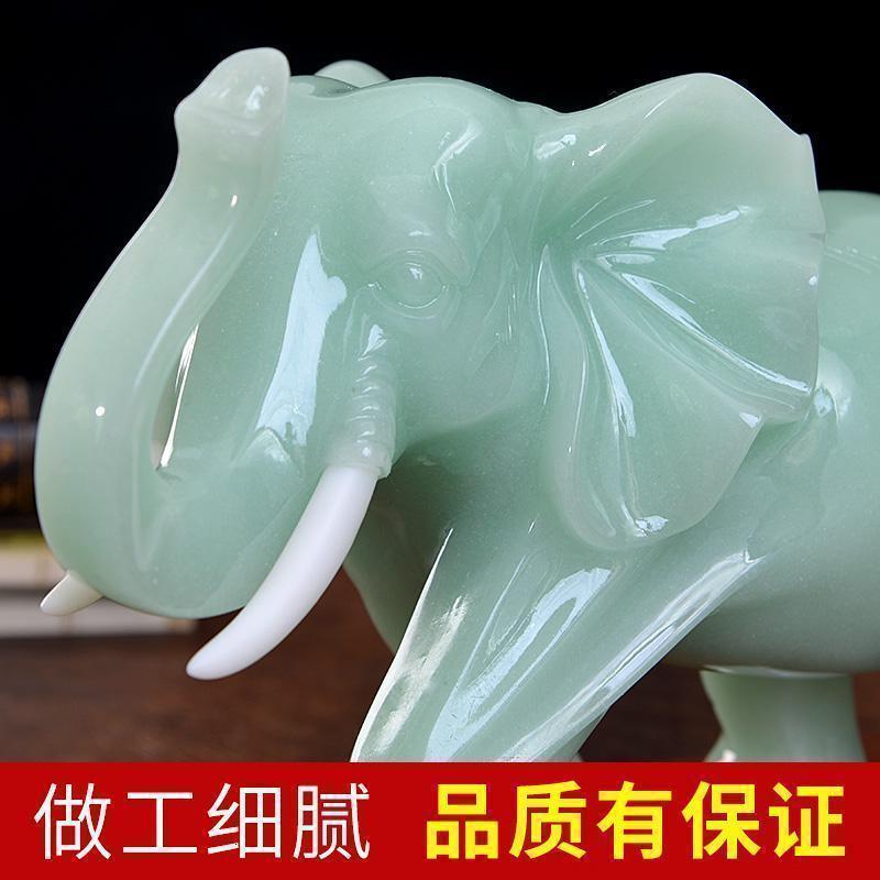 玉石大象摆件一对客厅玄关酒柜装饰工艺品摆件家居风水象摆件_743_383