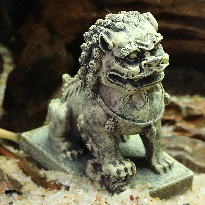 仿真鱼缸造景禅境古佛像水族箱树脂装饰假山石像梦幻狮子摆件高清大图