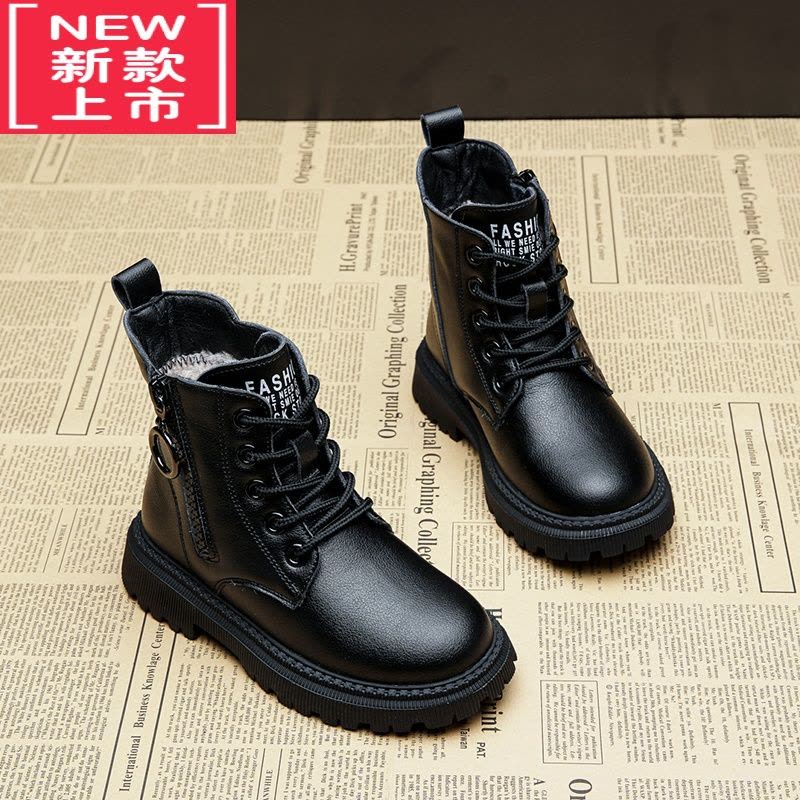 可莉允女童马丁靴2022新款冬季加绒保暖短靴英伦雪地棉童靴儿童靴子图片