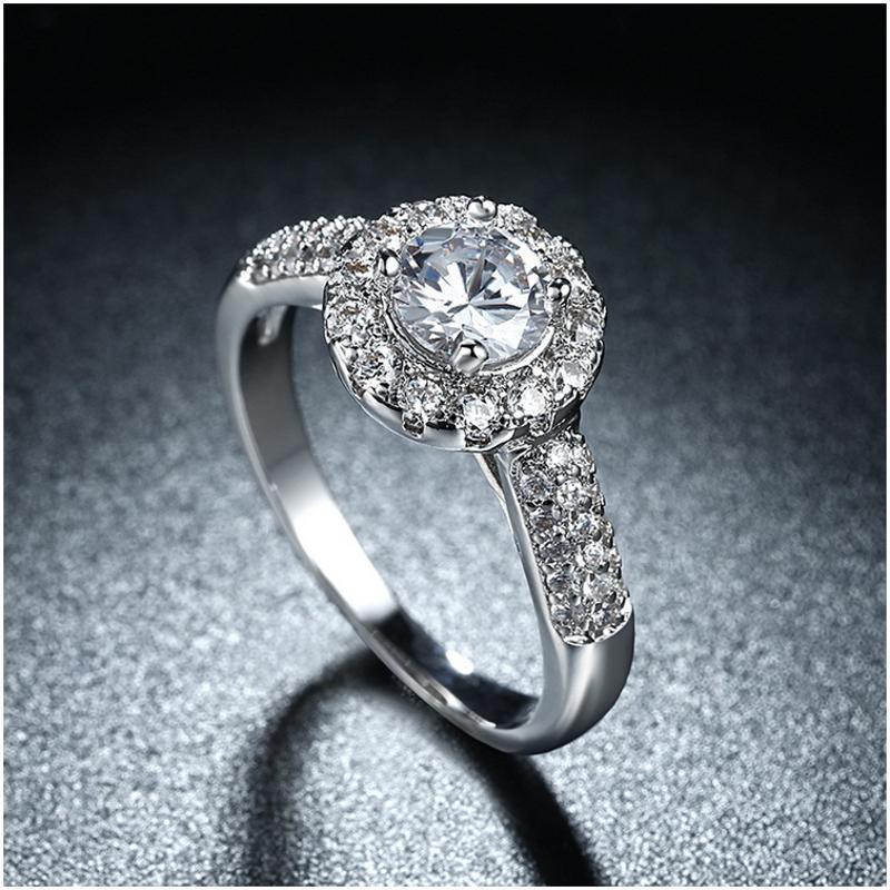 R823-CCouple Love Gold Rings铂金订婚戒指男女钻石情侣简约日韩送女朋友七夕情人节礼物