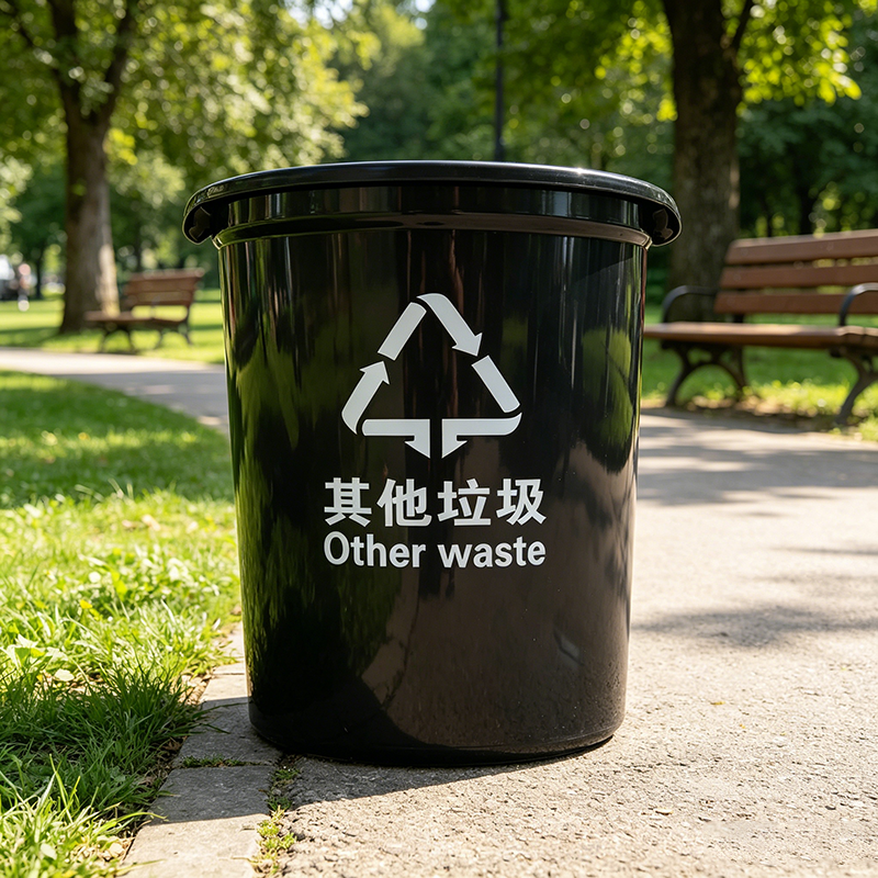 帝俊 圆形垃圾桶 聚丙稀新料 黑色 10L 无盖 5个装高清大图