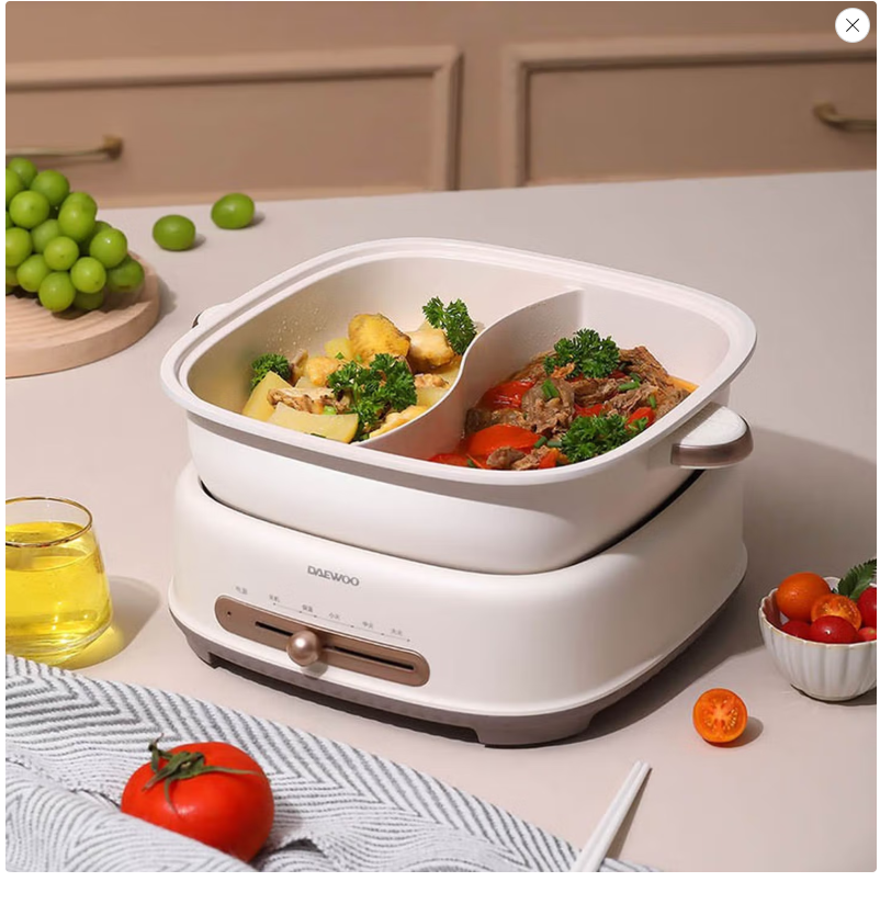 大宇智能电火锅多功能煮食机大容量速热不粘锅时尚便携健康煮食神器高清大图