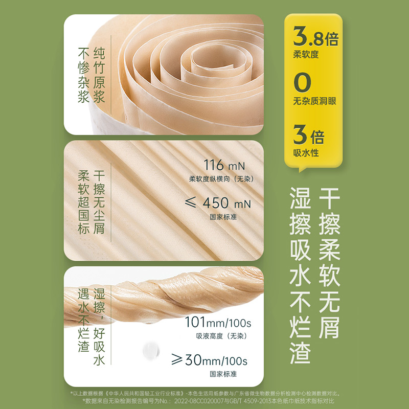 无染竹浆本色有芯大卷纸巾家用实惠装卫生纸手纸整箱卷筒纸27卷高清大图