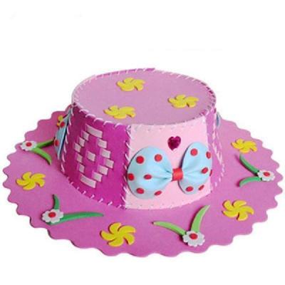 手工编织帽子海绵帽子儿童手工制作材料包幼儿园手工diy粉色编制帽