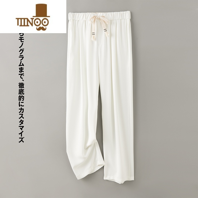 YANXU日系慵懒风网红冰丝垂坠感老爹阔腿裤男直筒显瘦宽松长裤显宽红日高清大图