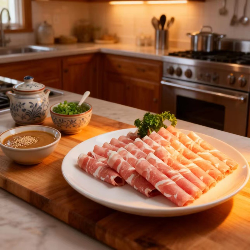 新鲜羔羊上脑火锅食材涮肉煎烤无添加正宗内蒙古原切羊肉片高清大图