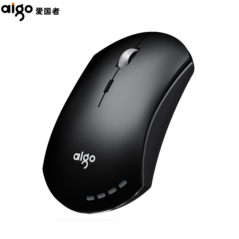 爱国者(AIGO) 4D安静电量可视炫彩多色充电无线鼠标 M200 黑色 五金滚轮 续航时间长