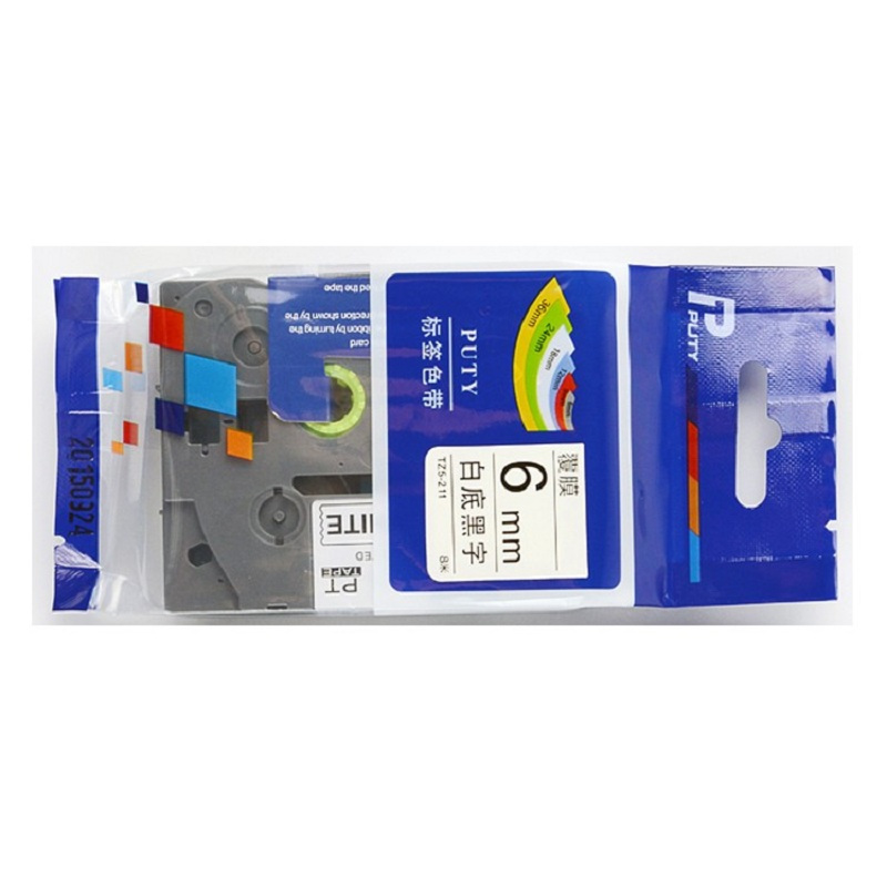 普贴 6mm 白底黑字色带 TZ5-211 (单位:盒)