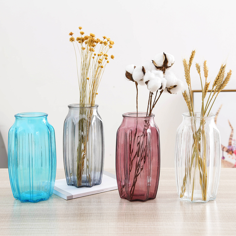 c家用欧式简约装饰插花瓶摆件客厅创意摆设透明玻璃瓶干花绿萝瓶子